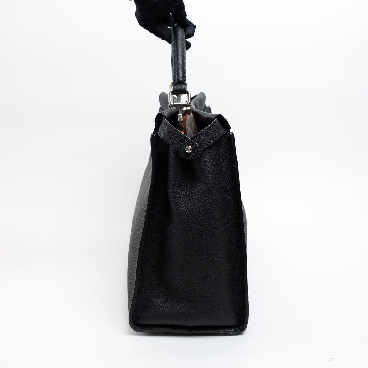 Fendi Black Grained Leather Large Peekaboo Handbag