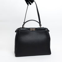 Fendi Black Grained Leather Large Peekaboo Handbag