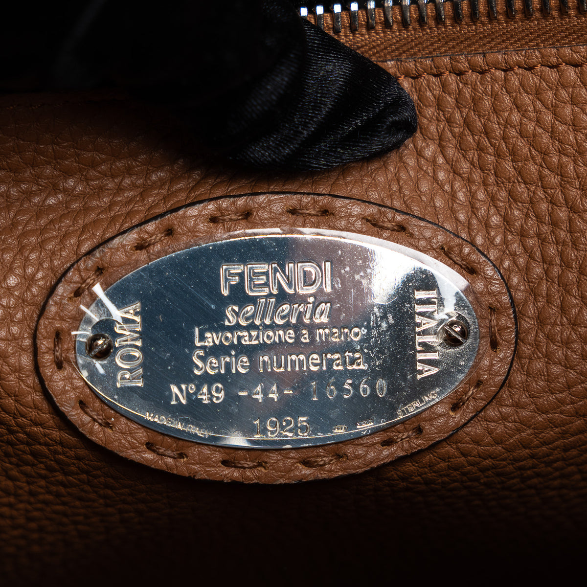 Fendi Black Grained Leather Large Peekaboo Handbag