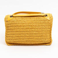 Saint Laurent Yellow Raffia Medium Nikki Shoulder Bag
