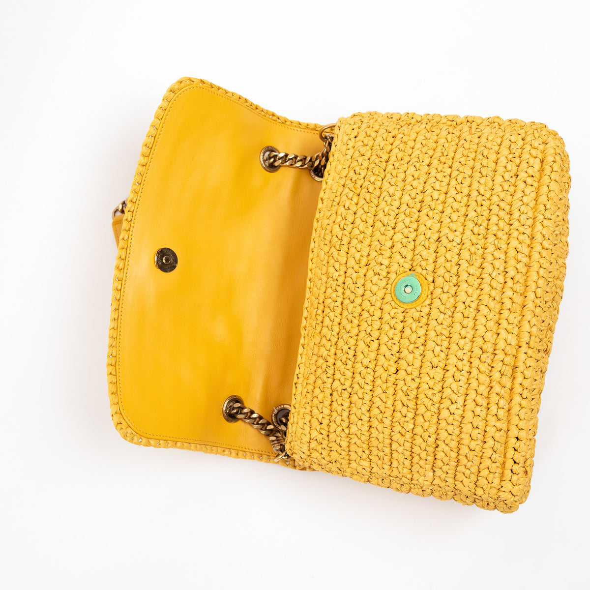 Saint Laurent Yellow Raffia Medium Nikki Shoulder Bag
