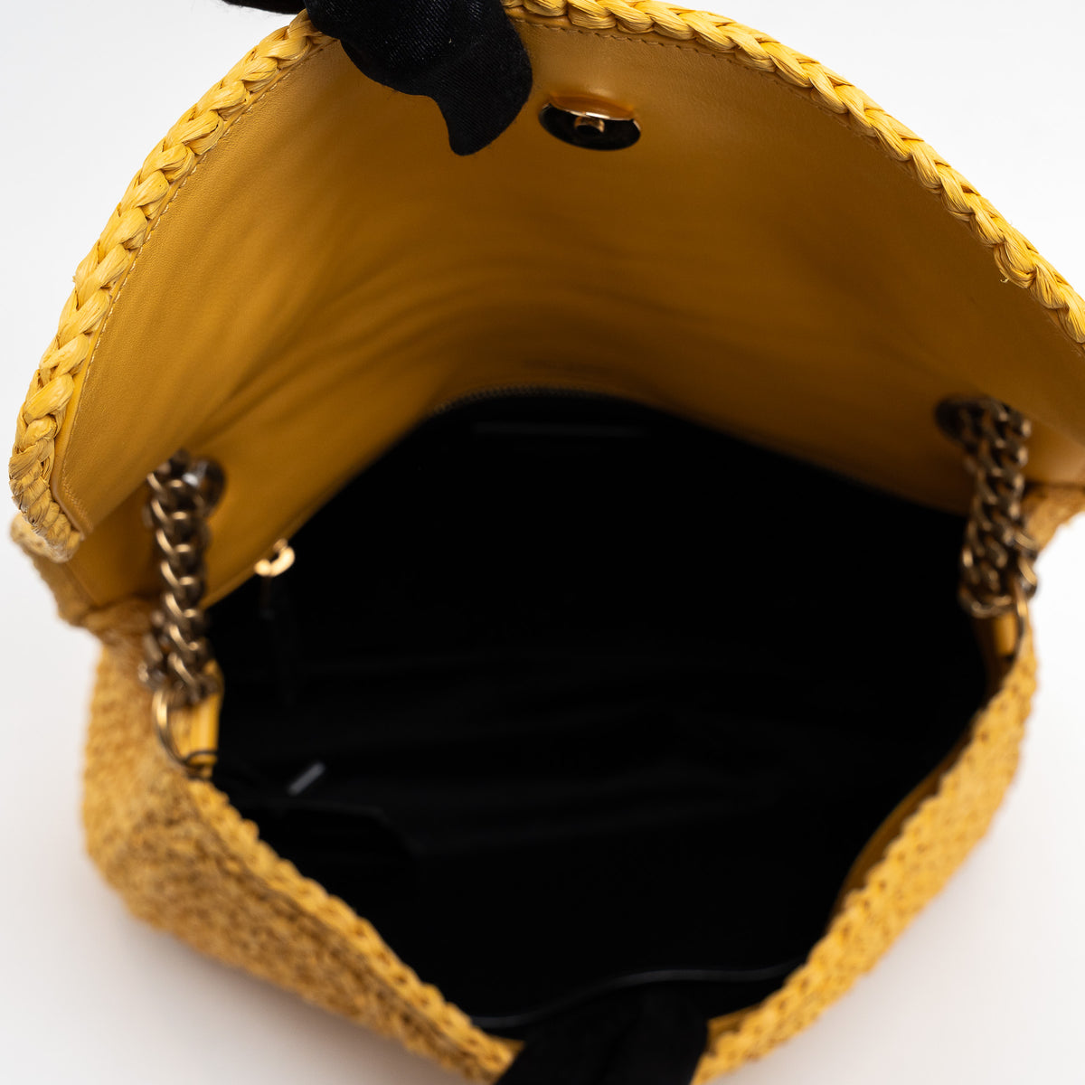 Saint Laurent Yellow Raffia Medium Nikki Shoulder Bag