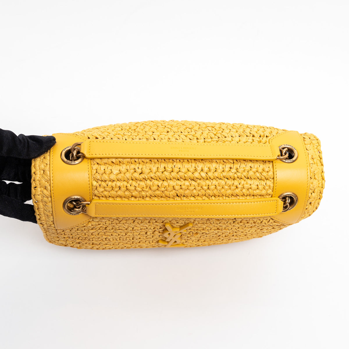 Saint Laurent Yellow Raffia Medium Nikki Shoulder Bag