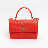 Pre-Loved Chanel ™ Red Lambskin Leather Small Trendy CC Handbag