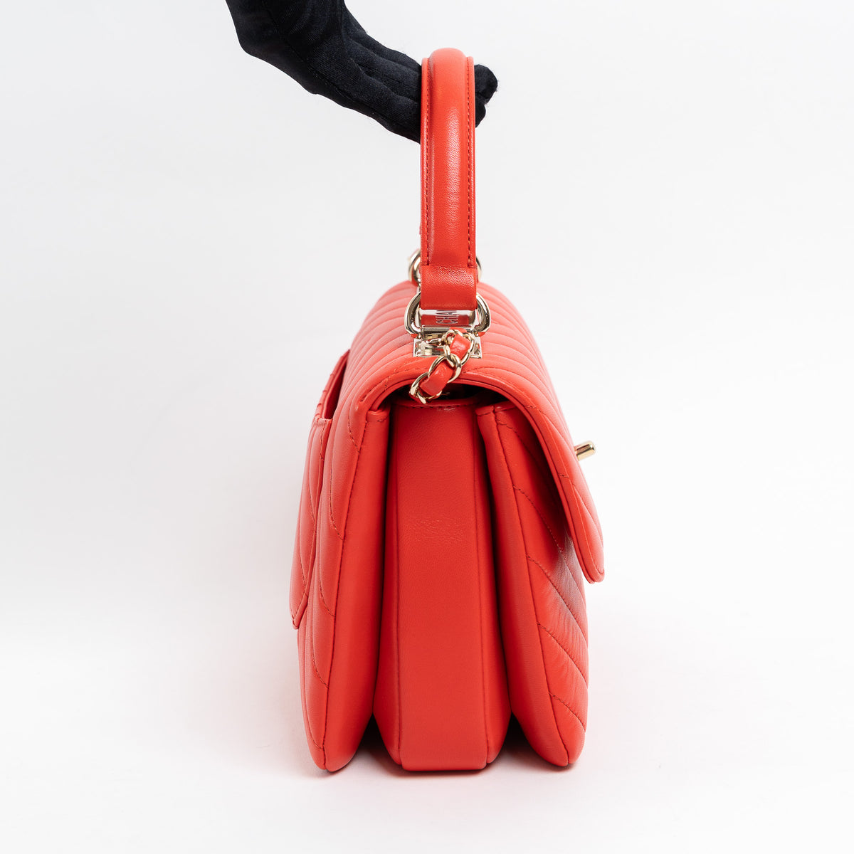 Pre-Loved Chanel ™ Red Lambskin Leather Small Trendy CC Handbag