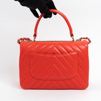 Pre-Loved Chanel ™ Red Lambskin Leather Small Trendy CC Handbag