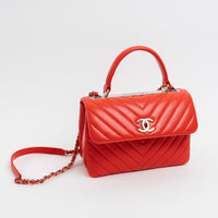Pre-Loved Chanel ™ Red Lambskin Leather Small Trendy CC Handbag