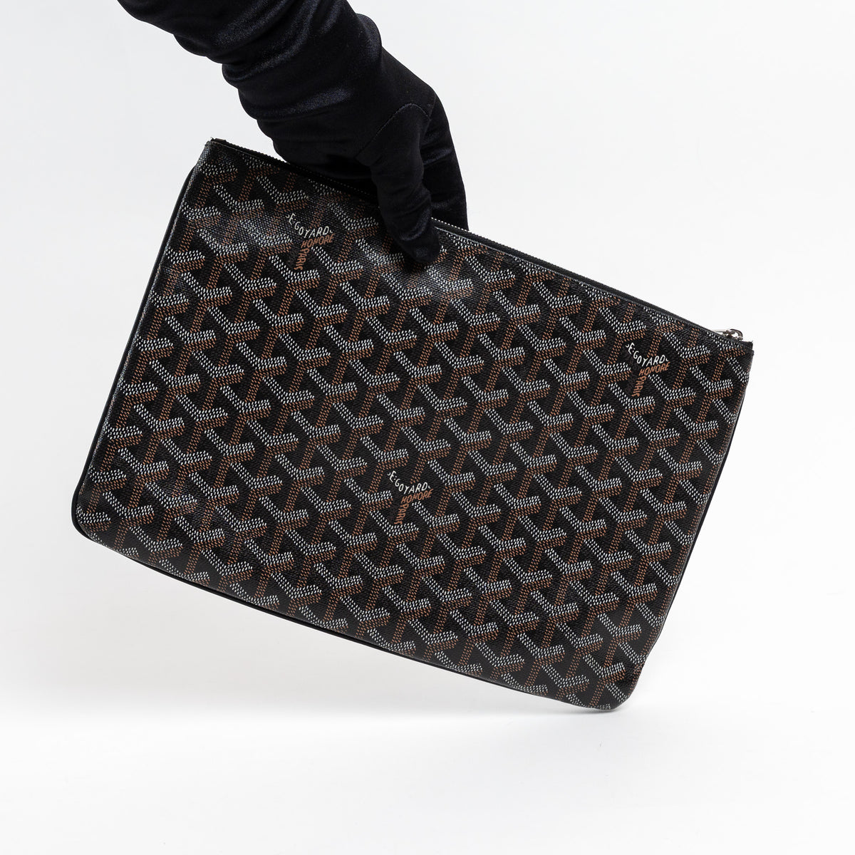 Goyard Black Goyardine Canvas Senat GM Pouch