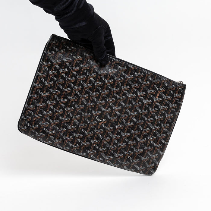 Goyard Black Goyardine Canvas Senat GM Pouch