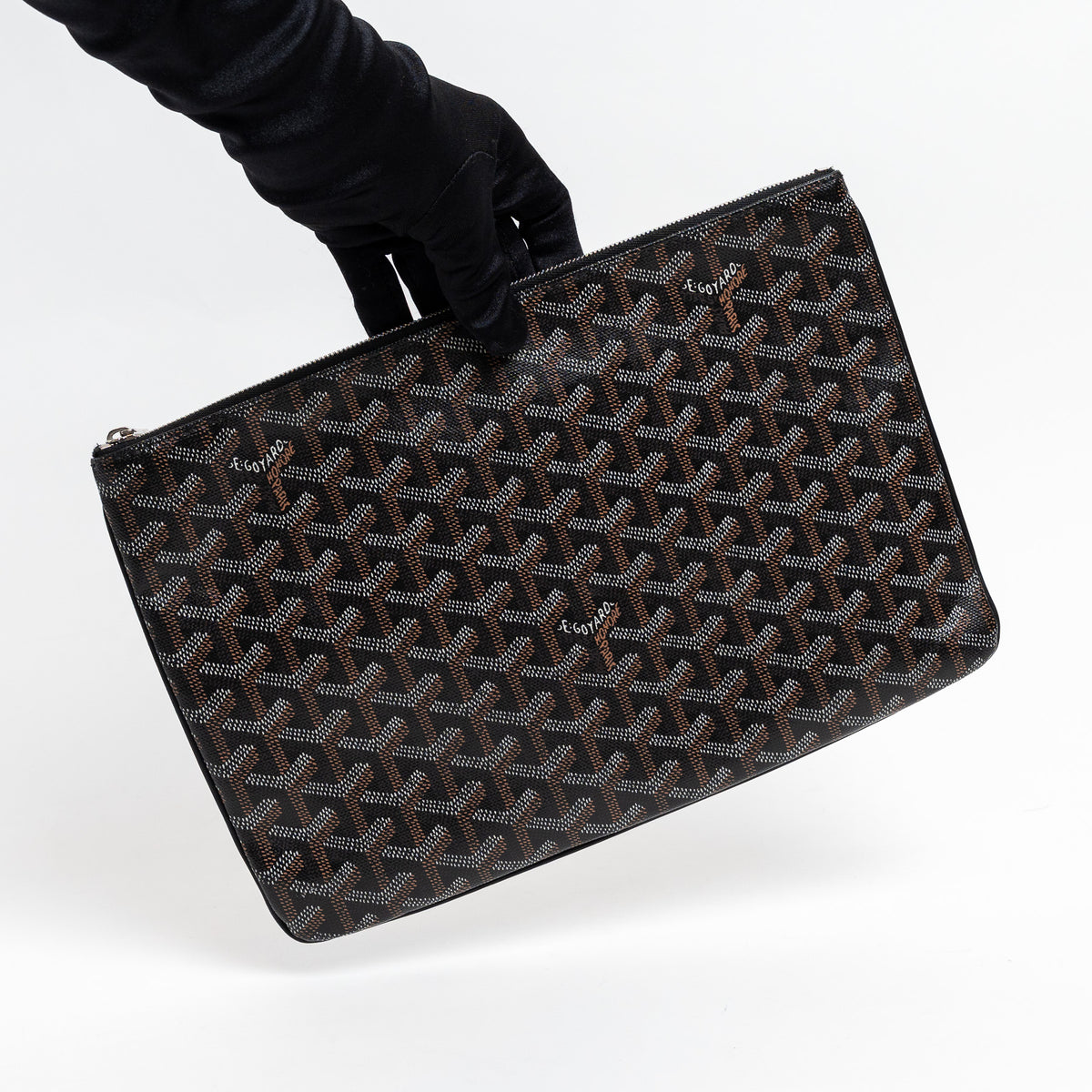 Goyard Black Goyardine Canvas Senat GM Pouch