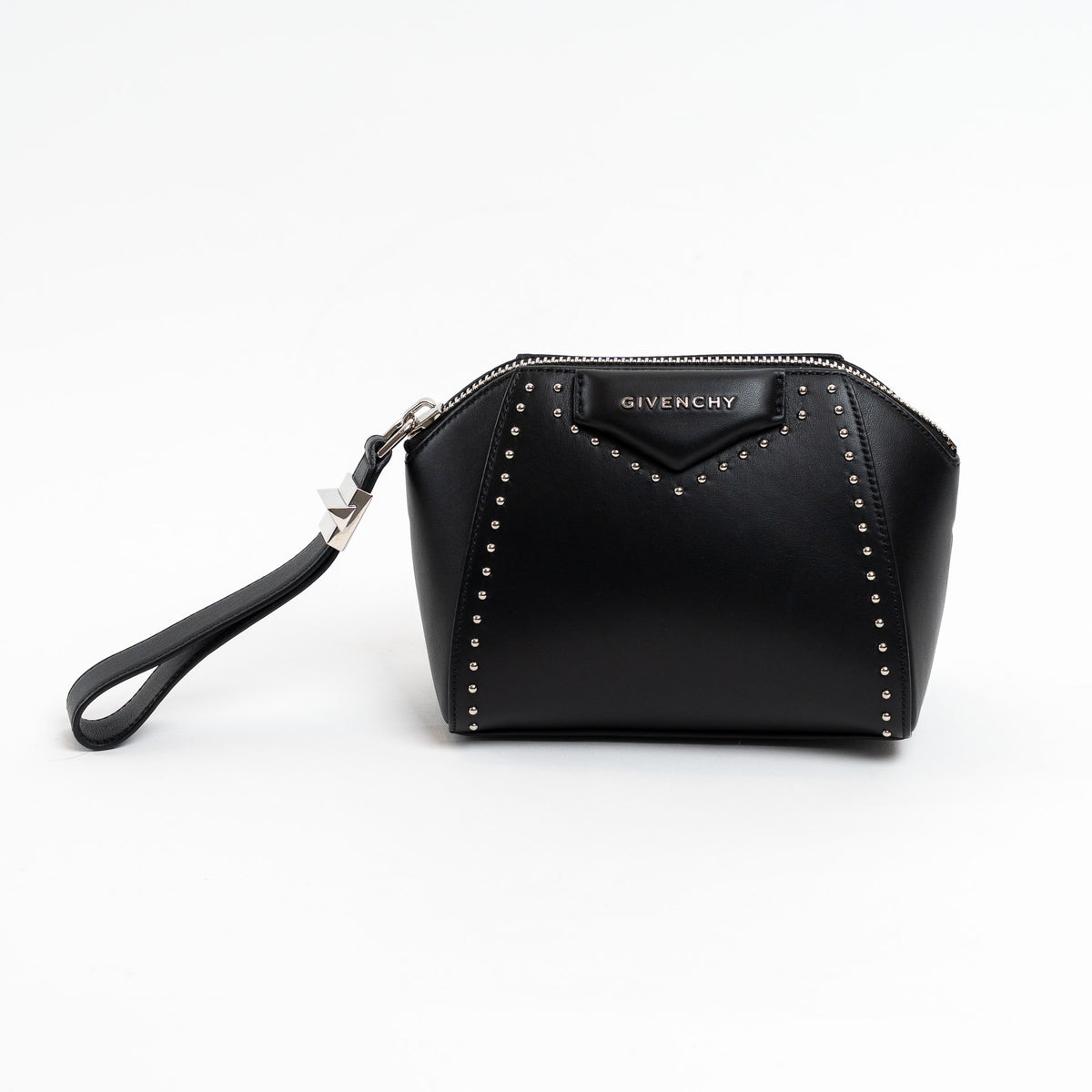 Givenchy Black Grained Leather Wristlet Antigona Clutch