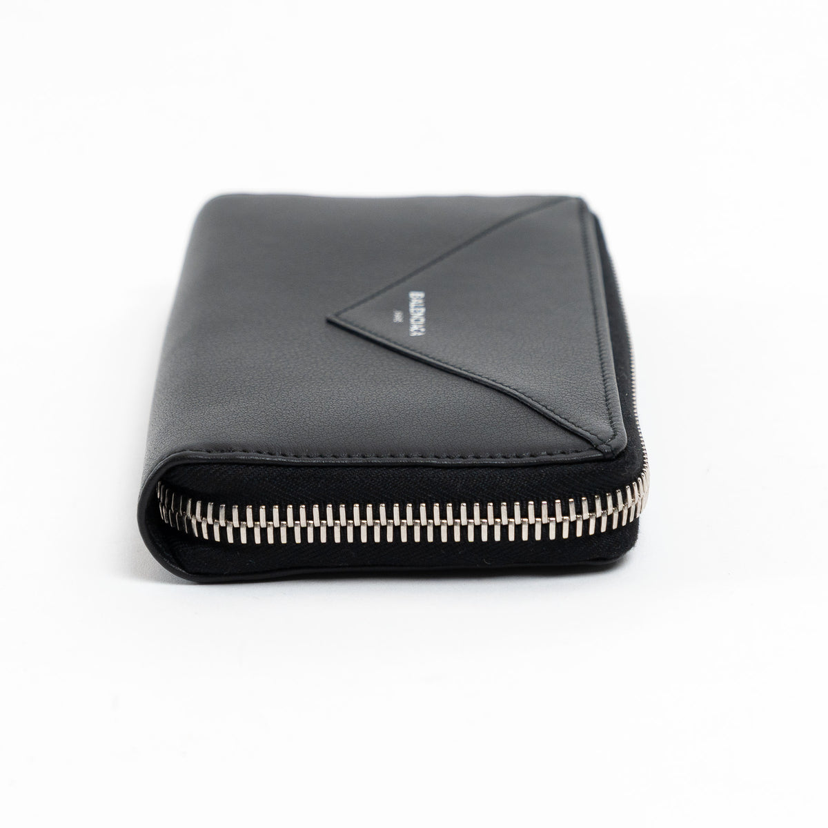 Balenciaga Black Grained Leather Continental Zip Around Wallet