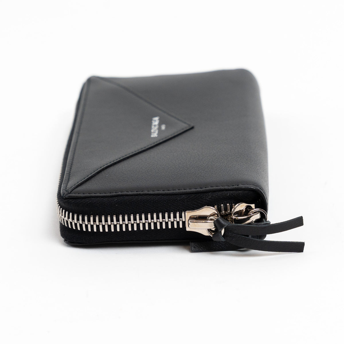 Balenciaga Black Grained Leather Continental Zip Around Wallet