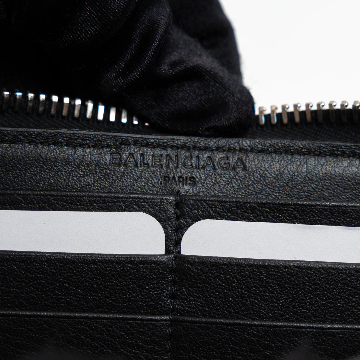 Balenciaga Black Grained Leather Continental Zip Around Wallet