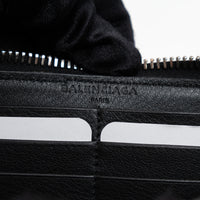 Balenciaga Black Grained Leather Continental Zip Around Wallet