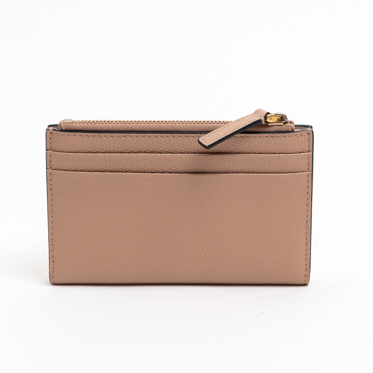Valentino Tan Grainy Calfskin Leather Vlogo Signature Cardholder