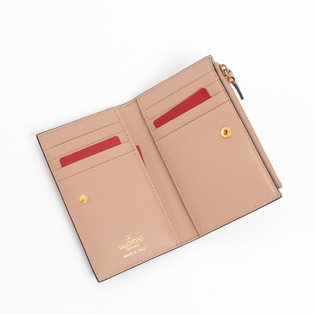 Valentino Tan Grainy Calfskin Leather Vlogo Signature Cardholder