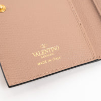 Valentino Tan Grainy Calfskin Leather Vlogo Signature Cardholder