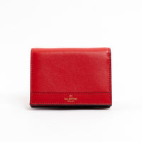 Valentino Red Calfskin Leather V Logo Compact Wallet
