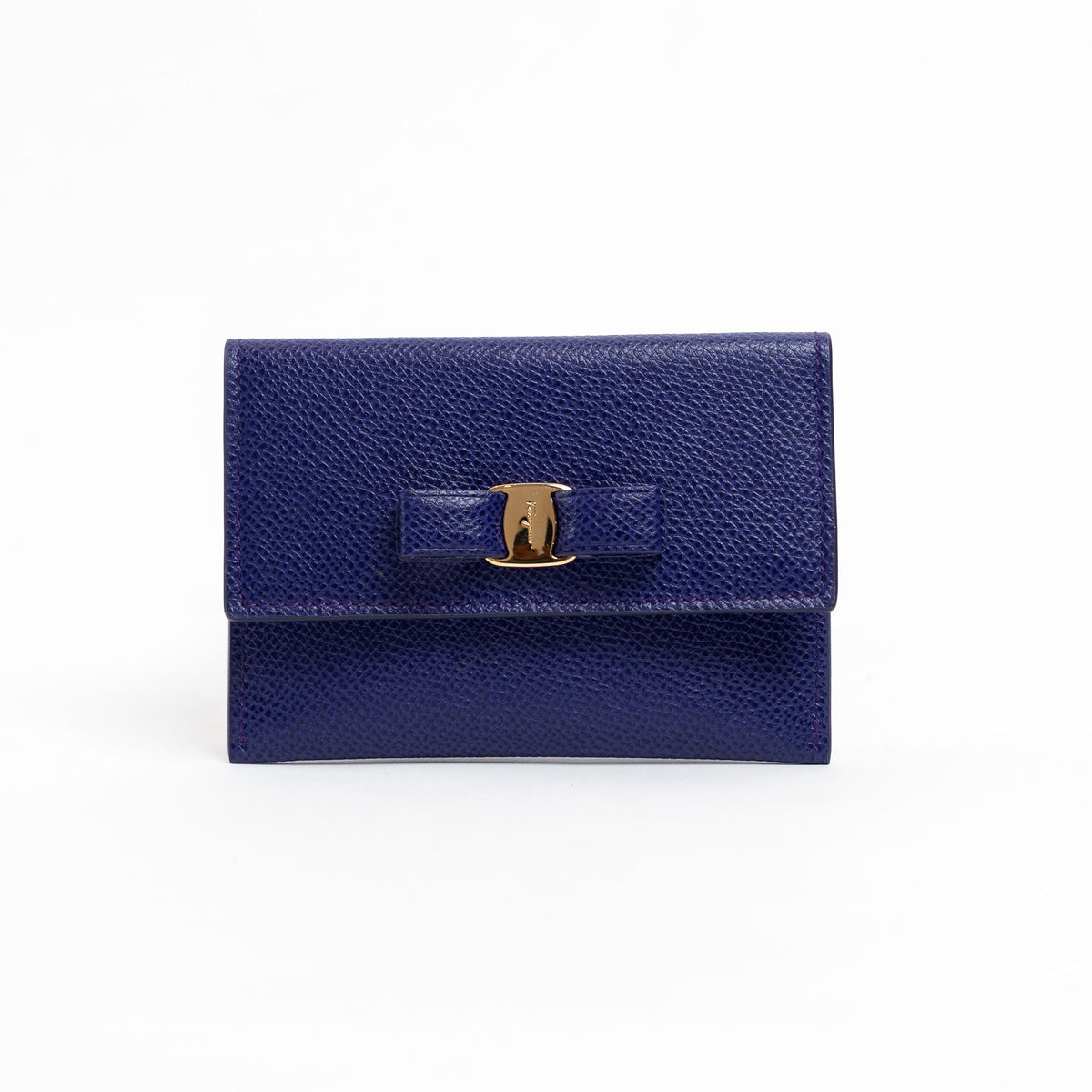 Salvatore Ferragamo Purple Grained Leather Cardholder