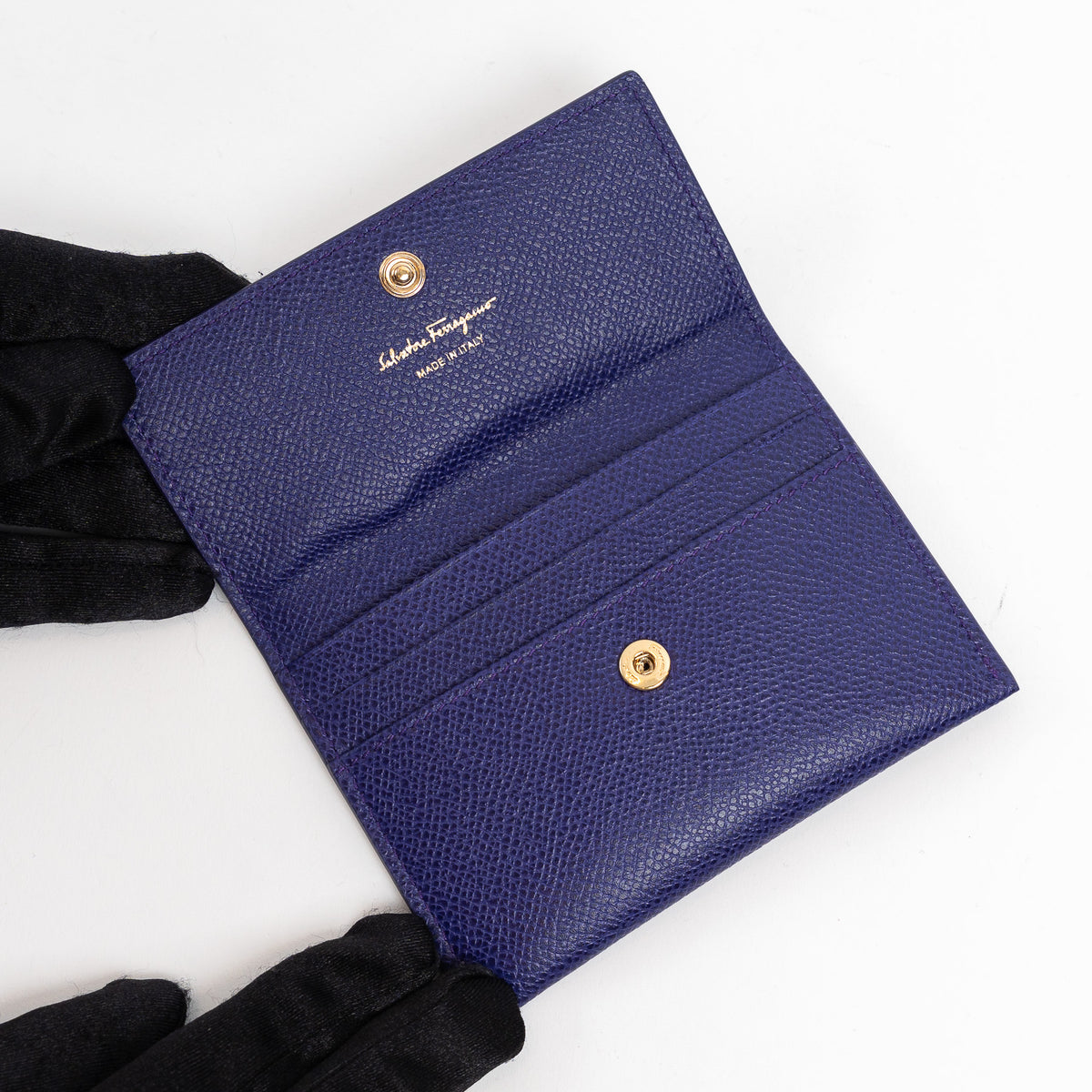 Salvatore Ferragamo Purple Grained Leather Cardholder