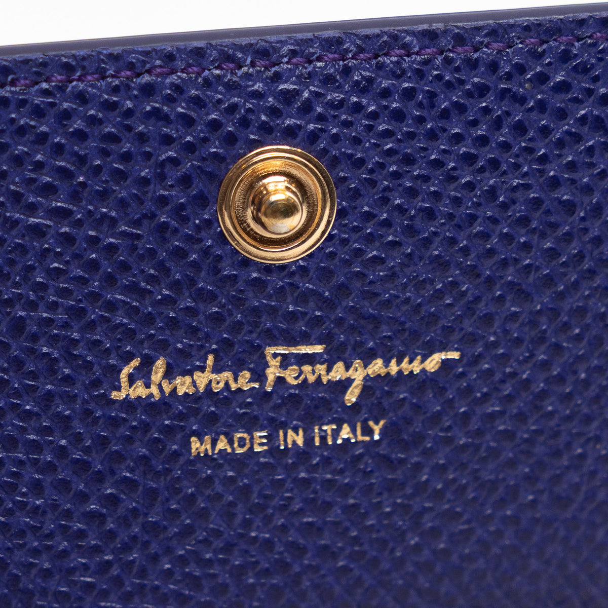 Salvatore Ferragamo Purple Grained Leather Cardholder