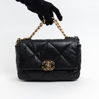 Pre-Loved Chanel™ Black Grained Leather 19 Small Flap Bag