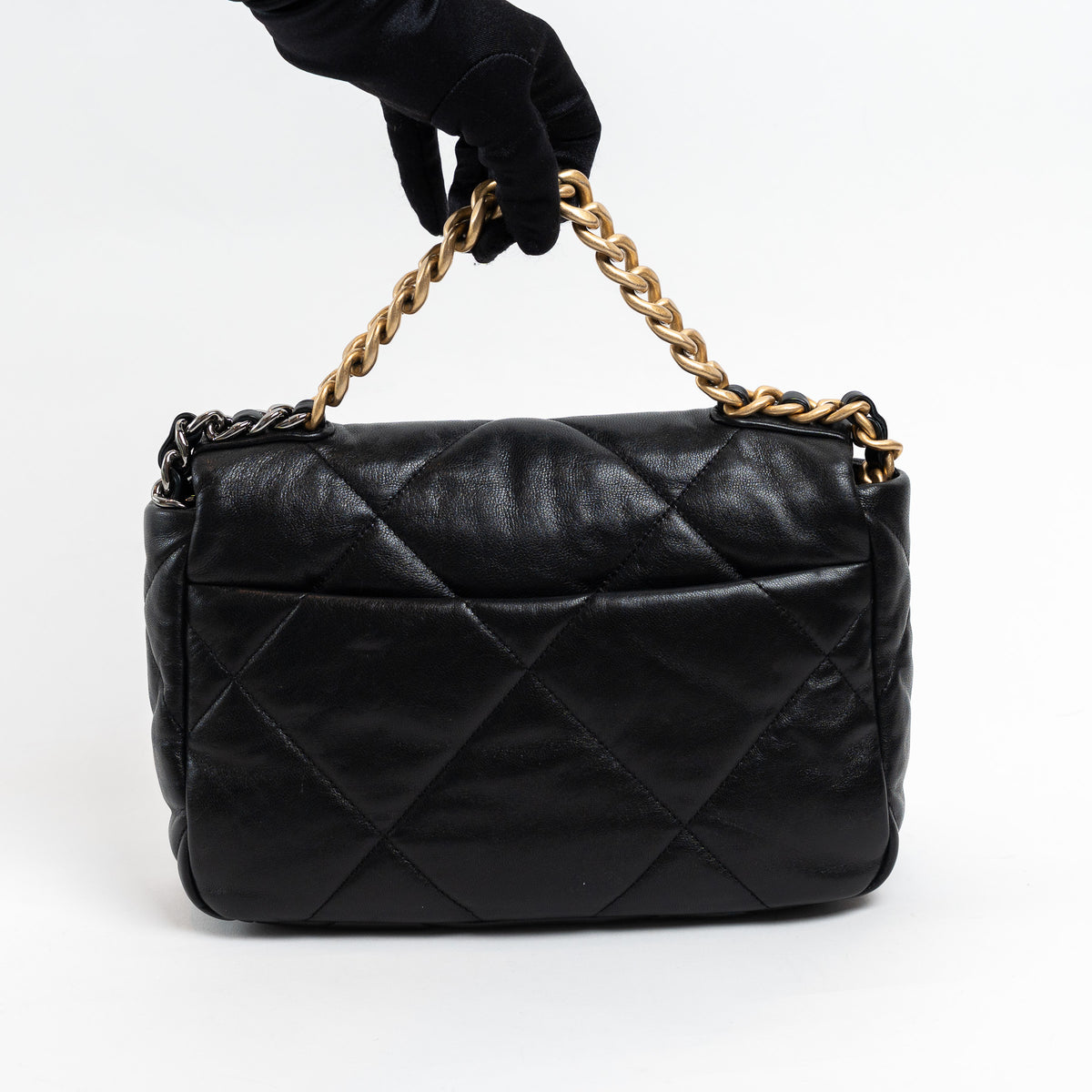 Pre-Loved Chanel™ Black Grained Leather 19 Small Flap Bag