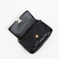 Pre-Loved Chanel™ Black Grained Leather 19 Small Flap Bag