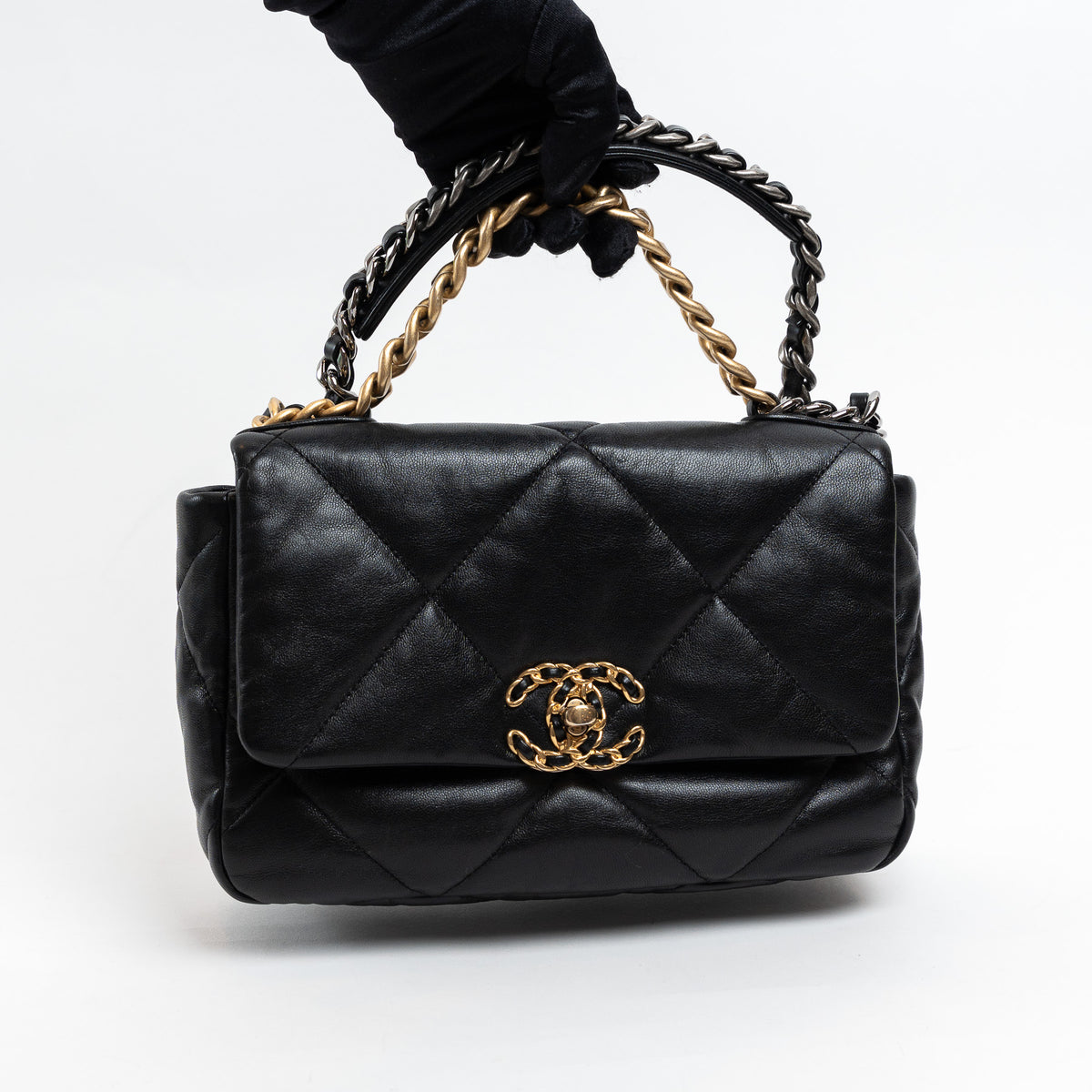 Pre-Loved Chanel™ Black Grained Leather 19 Small Flap Bag