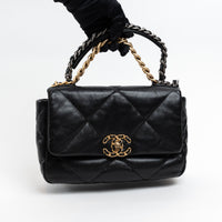 Pre-Loved Chanel™ Black Grained Leather 19 Small Flap Bag