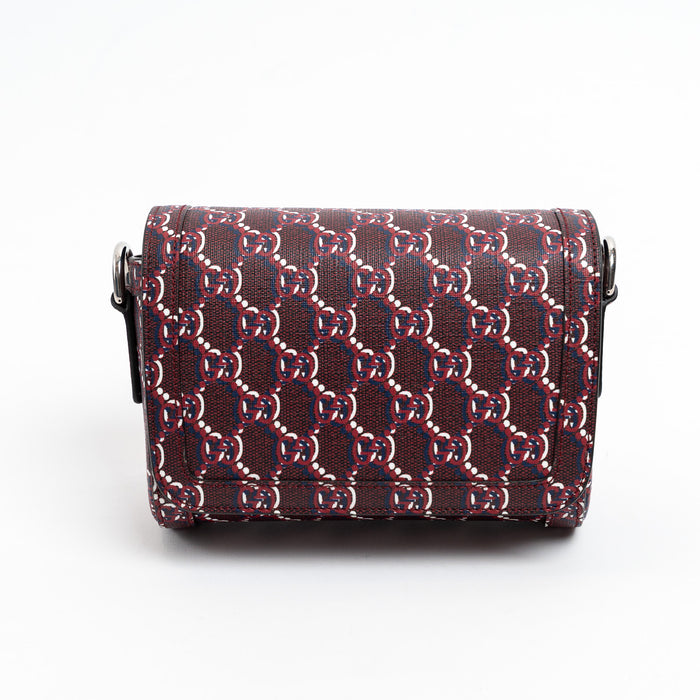 Gucci Burgundy GG Monogram Shadow Canvas Messenger Flap Bag