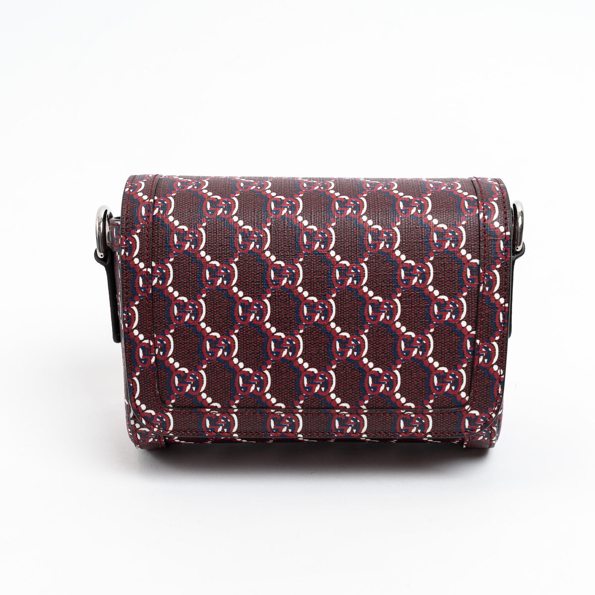 Gucci Burgundy GG Monogram Shadow Canvas Messenger Flap Bag