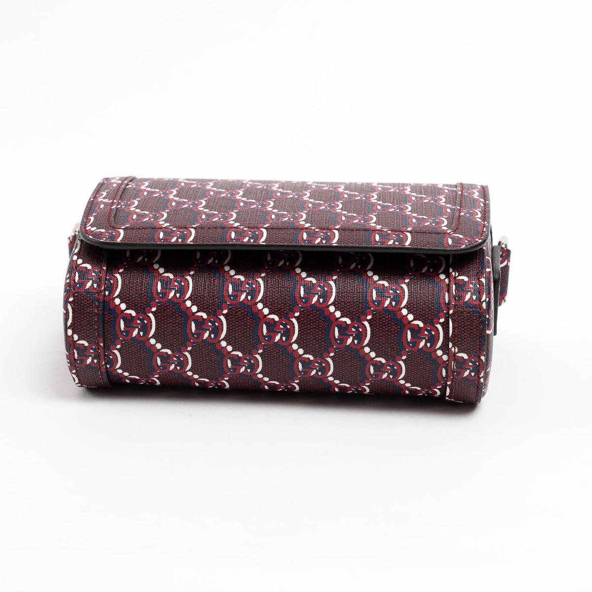 Gucci Burgundy GG Monogram Shadow Canvas Messenger Flap Bag