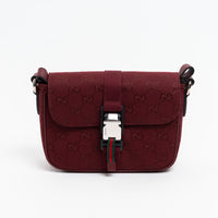 Gucci Burgundy GG Monogram Shadow Canvas Messenger Flap Bag