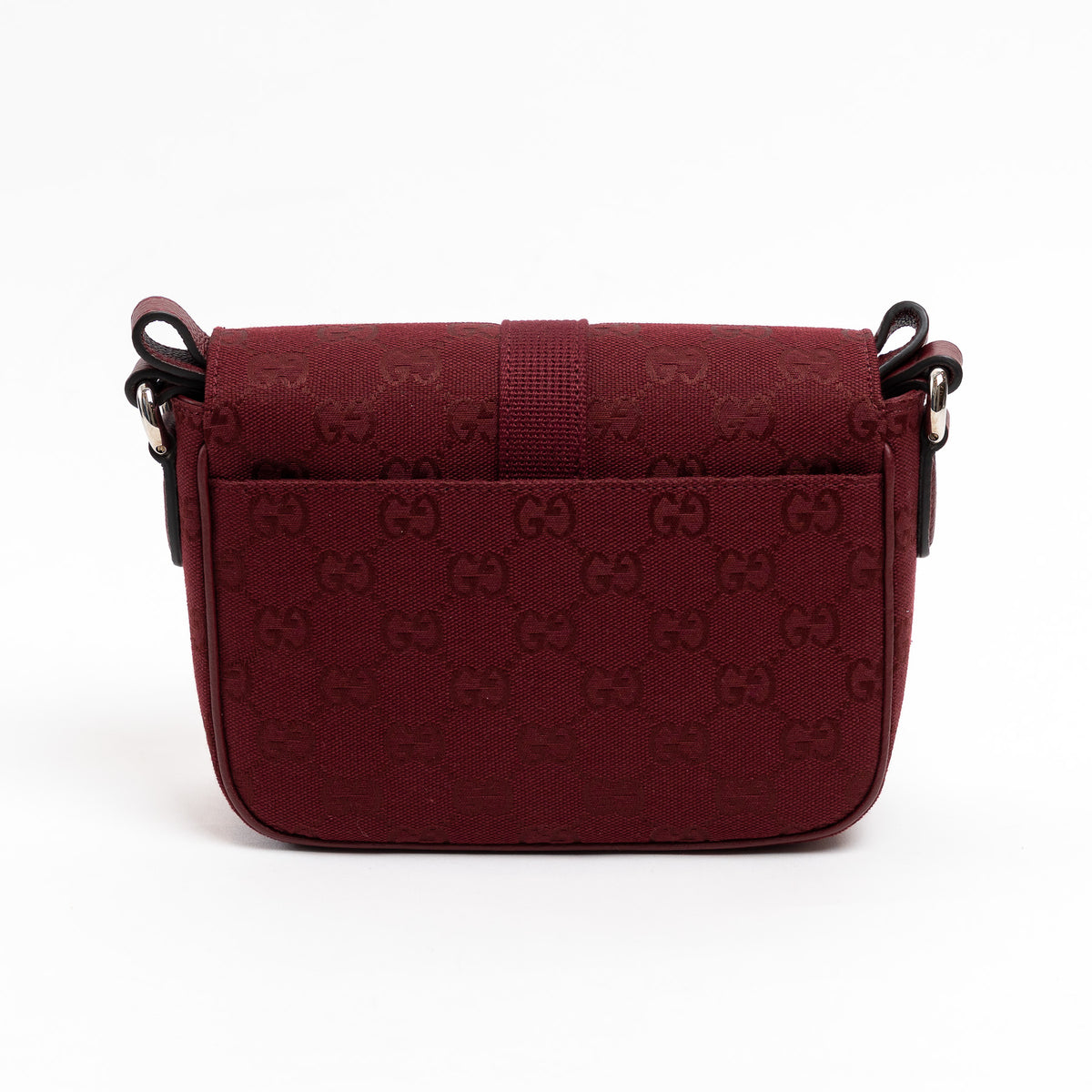 Gucci Burgundy GG Monogram Shadow Canvas Messenger Flap Bag