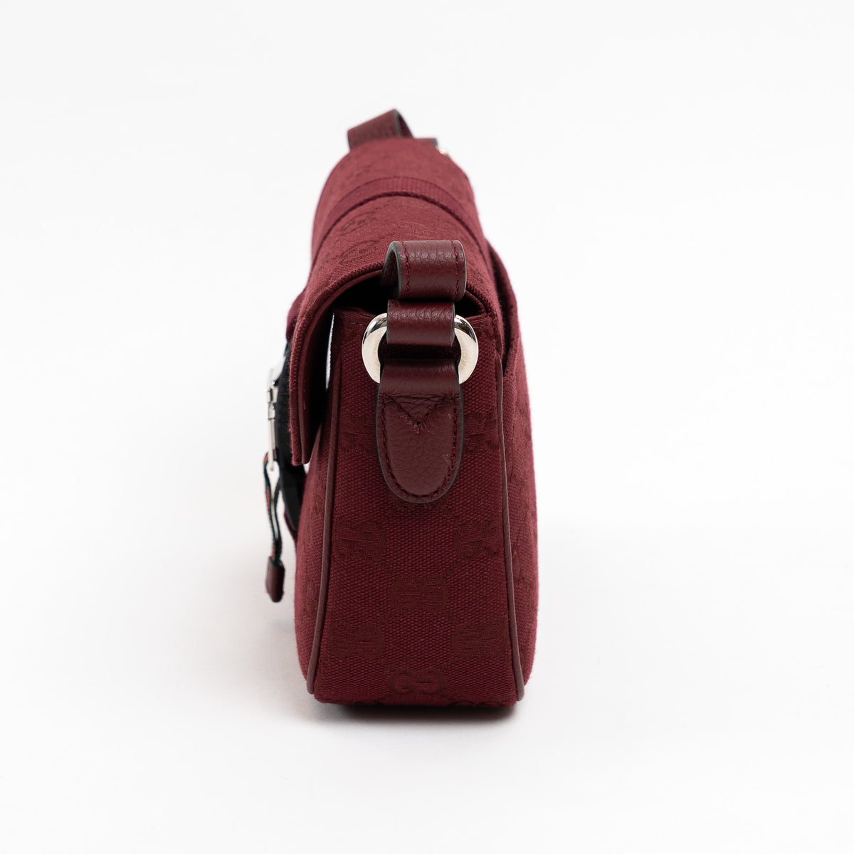 Gucci Burgundy GG Monogram Shadow Canvas Messenger Flap Bag