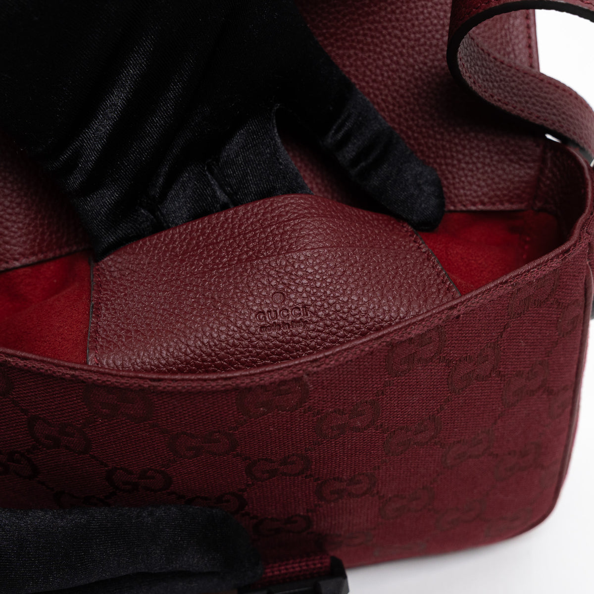 Gucci Burgundy GG Monogram Shadow Canvas Messenger Flap Bag