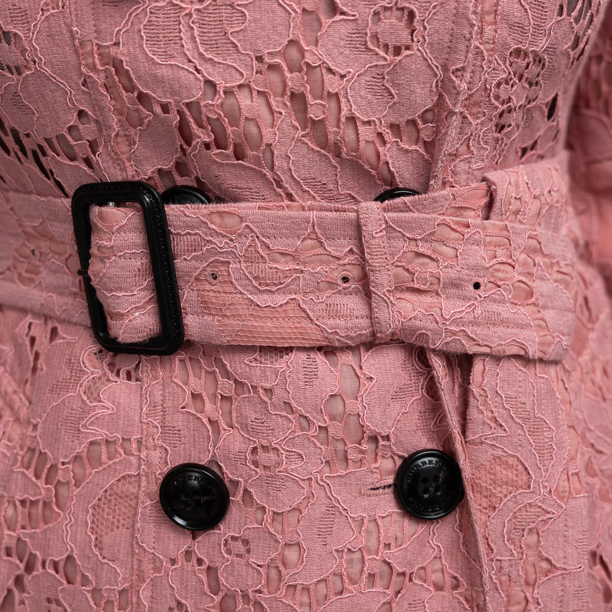 Burberry Pink Floral Lace Trench Coat Size 6