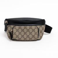 Gucci GG Monogram Canvas and Black Leather Bum Bag