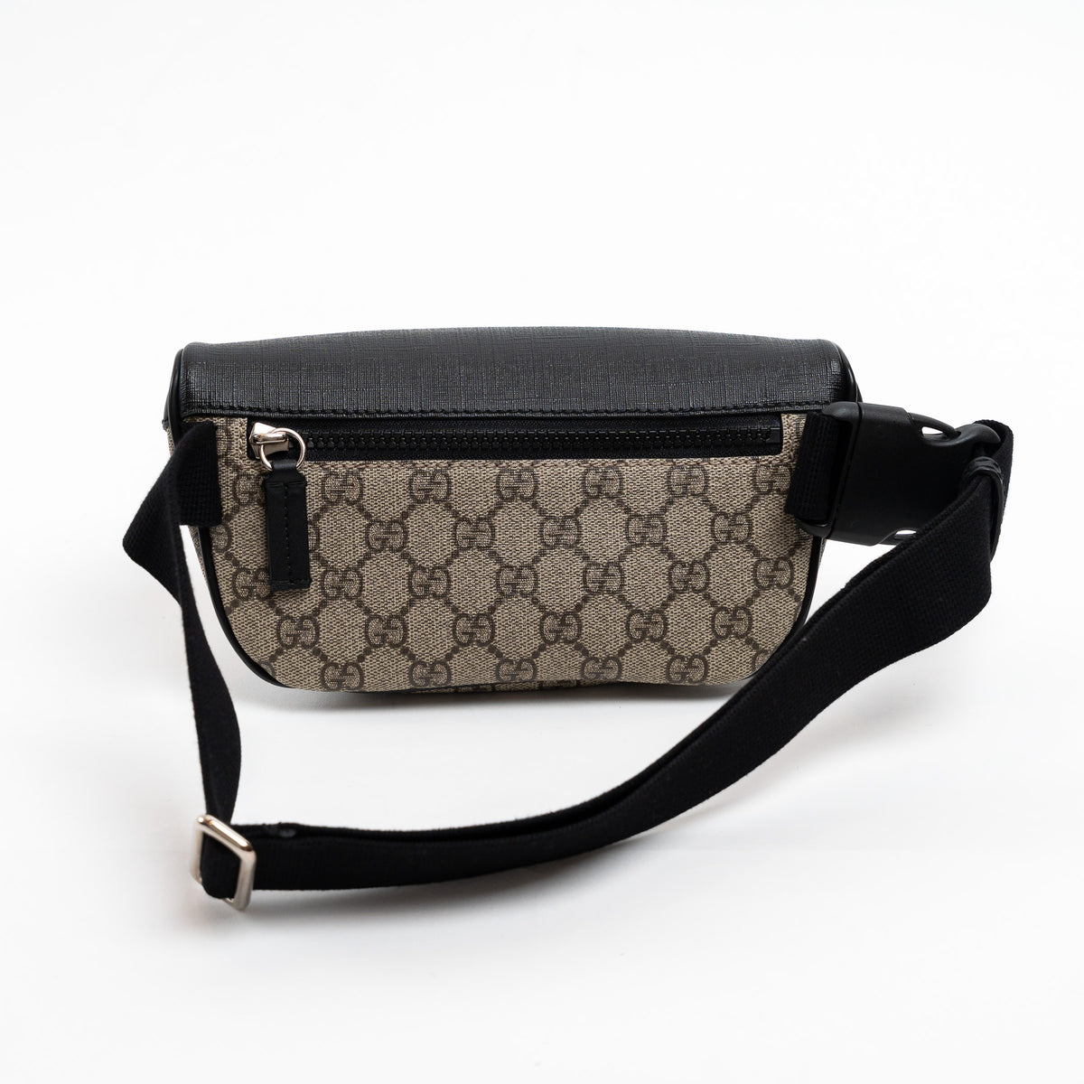 Gucci GG Monogram Canvas and Black Leather Bum Bag