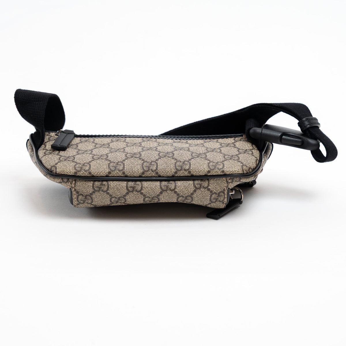 Gucci GG Monogram Canvas and Black Leather Bum Bag
