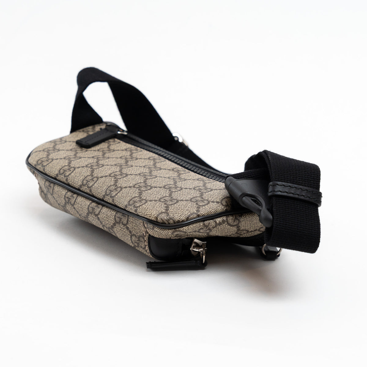 Gucci GG Monogram Canvas and Black Leather Bum Bag