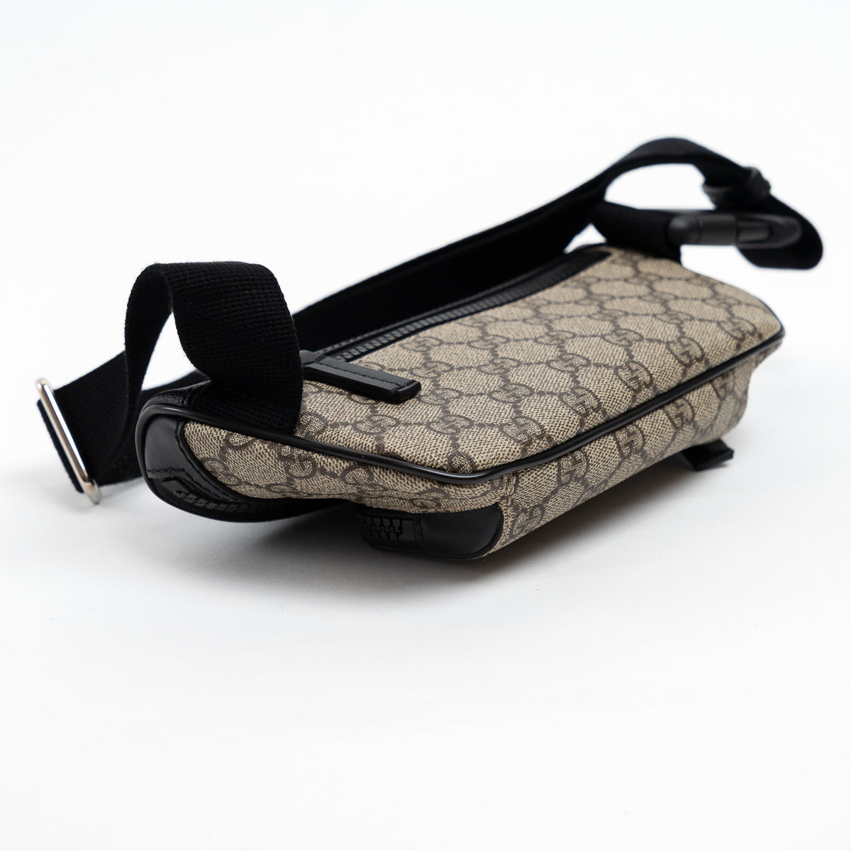 Gucci GG Monogram Canvas and Black Leather Bum Bag