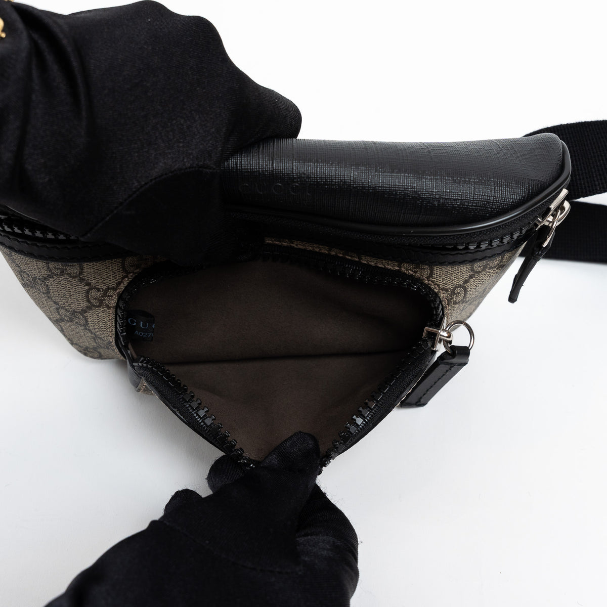 Gucci GG Monogram Canvas and Black Leather Bum Bag