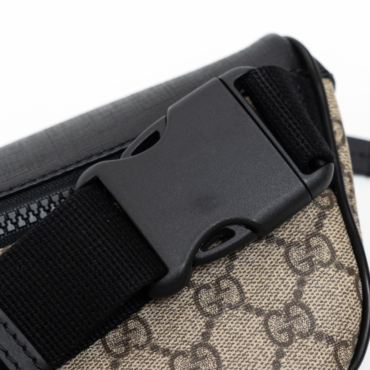 Gucci GG Monogram Canvas and Black Leather Bum Bag