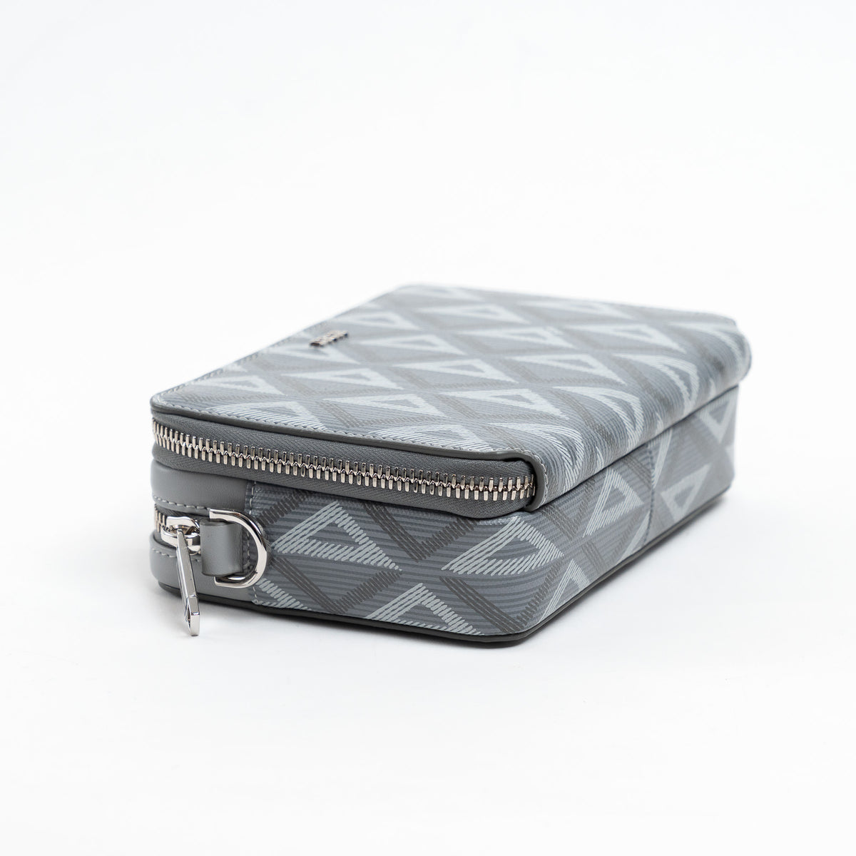 Dior Grey Diamond Canvas Double Zip Camera Bag