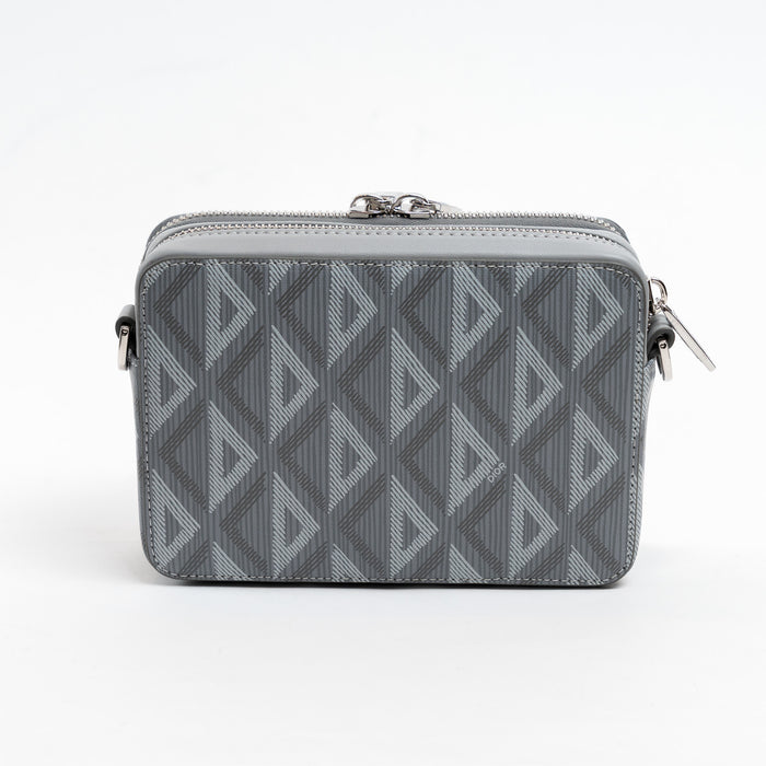 Dior Grey Diamond Canvas Double Zip Camera Bag