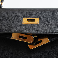 Hermes Black Veau Epsom Leather Kelly II Sellier 28