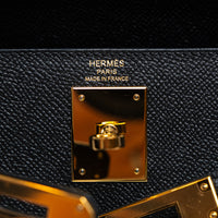 Hermes Black Veau Epsom Leather Kelly II Sellier 28